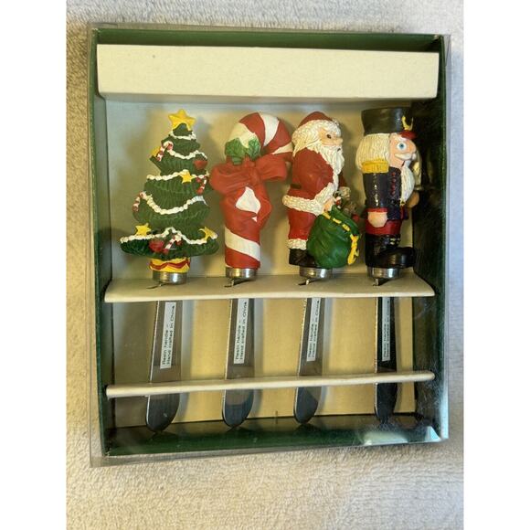Vtg 1994 Christmas Spreaders by Boston Warehouse Set of 4 Holiday Festive New - Picture 3 of 5